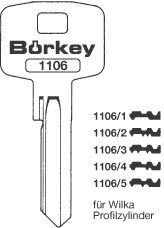 Afbeelding van Borkey 1106 1 Cilindersleutel voor WILKA