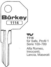 Afbeelding van Borkey 1114 Cilindersleutel voor SAFE ALFA