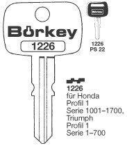 Afbeelding van Borkey 1226 Cilindersleutel voor HONDA