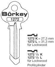 Afbeelding van Borkey 1272½L Cilindersleutel voor LOCKWOOD