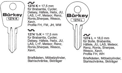 Afbeelding van Borkey 1274K Cilindersleutel voor LAS FH