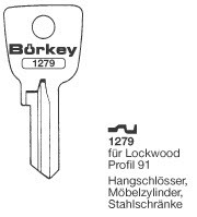 Afbeelding van Borkey 1279 Cilindersleutel voor LOCKWOOD