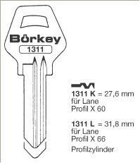 Afbeelding van Borkey 1311K Cilindersleutel voor LANE