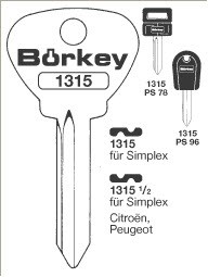 Afbeelding van Borkey 1315 Cilindersleutel voor SIMPLEX
