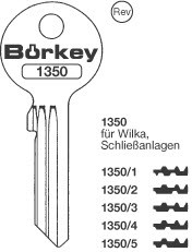 Afbeelding van Borkey 1350 1 Cilindersleutel voor WILKA NS