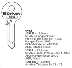 Afbeelding van Borkey 1398K Cilindersleutel voor ABUS