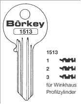Afbeelding van Borkey 1513 1 Cilindersleutel voor WINKHAUS