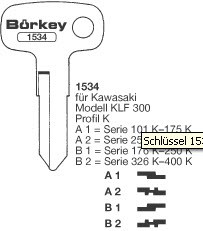 Afbeelding van Borkey 1534 A1 Cilindersleutel voor KAWASAKI