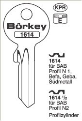 Afbeelding van Borkey 1614 Cilindersleutel voor BAB PROF. N1