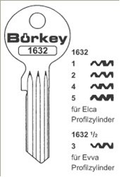 Afbeelding van Borkey 1632½ 3 Cilindersleutel voor EVVA