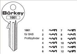 Afbeelding van Borkey 1661 10 Cilindersleutel voor BAB PROF.