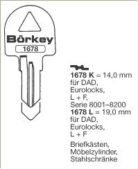 Afbeelding van Borkey 1678L Cilindersleutel voor DAD, L+F