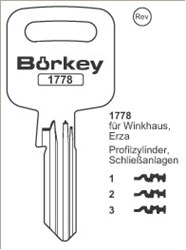 Afbeelding van Borkey 1778 1 Cilindersleutel voor WINKHAUS