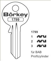Afbeelding van Borkey 1799 2 Cilindersleutel voor BAB PROF.