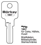 Afbeelding van Borkey 1847 Cilindersleutel voor HUWIL, CEKA