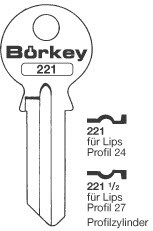 Afbeelding van Borkey 221½ Cilindersleutel voor LIPS 27