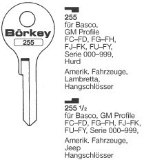 Afbeelding van Borkey 255½ Cilindersleutel voor JEEP