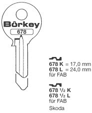 Afbeelding van Borkey 678½L Cilindersleutel voor FAB 24 MM