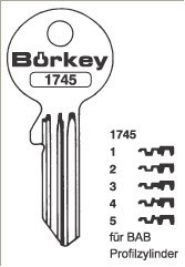 Afbeelding van Borkey 1745 5 Cilindersleutel voor BAB