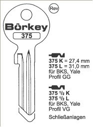 Afbeelding van Borkey Cilindersleutel 375K GG