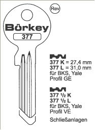 Afbeelding van Borkey Cilindersleutel 377K GE