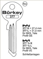 Afbeelding van Borkey Cilindersleutel 377L GE
