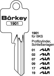 Afbeelding van Borkey 1901 2 Cilindersleutel voor BKS
