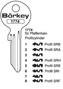 Afbeelding van Borkey 1774 8 Cilindersleutel voor PFAFFENHAIN