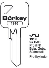Afbeelding van Borkey 1910 Cilindersleutel voor BAB N1