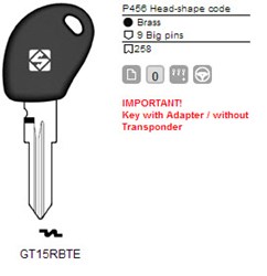 Afbeelding van Silca Transpondersleutel brass GT15RBTE zonder chip