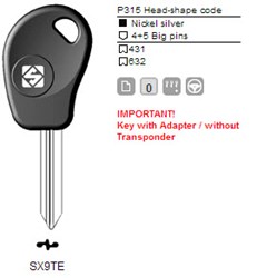 Afbeelding van Silca Transpondersleutel nikkel SX9TE zonder chip