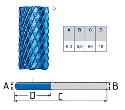 Afbeelding van Hardmetaal frees BLUE TEC 60mm lang 6mm dik voor milwaukee
