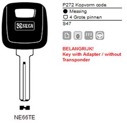Afbeelding van Silca Transpondersleutel brass NE66TE zonder chip