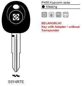 Afbeelding van Silca Transpondersleutel brass SSY4RTE zonder chip