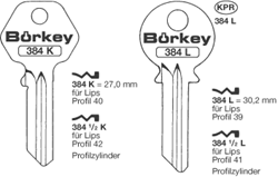Afbeelding van Borkey 384L Cilindersleutel voor LIPS 39 30,2