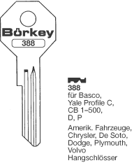 Afbeelding van Borkey 388 Cilindersleutel voor BASCO, YALE