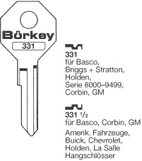 Afbeelding van Borkey 331 Cilindersleutel voor BASCO GM,COR