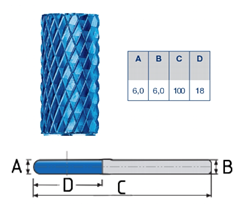 Afbeelding van Hardmetaal frees BLUE TEC 100mm lang 6mm dik voor milwaukee
