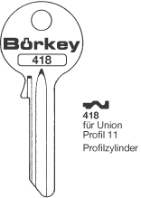 Afbeelding van Borkey 418 Cilindersleutel voor UNION 11