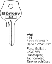Afbeelding van Borkey 444 Cilindersleutel voor HUF, VDO P
