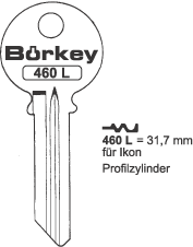 Afbeelding van Borkey 460K Cilindersleutel voor Z.I. 27,8 NS
