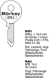 Afbeelding van Borkey 476½L Cilindersleutel voor UNION