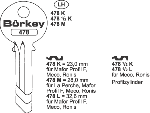 Afbeelding van Borkey 478L Cilindersleutel voor RONIS ETC.