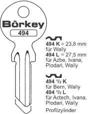 Afbeelding van Borkey 494½L Cilindersleutel voor WALLY 27,5
