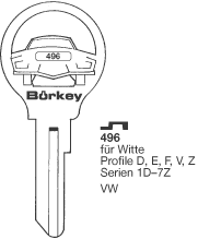 Afbeelding van Borkey 496 Cilindersleutel voor WITTE E,ETC.