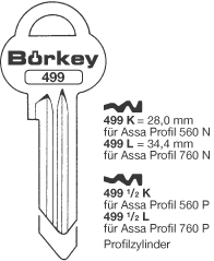 Afbeelding van Borkey 499½L Cilindersleutel voor ASSA 760 P