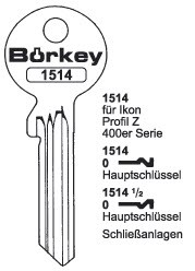 Afbeelding van Borkey 1514 0 Cilindersleutel voor Z.I. SER. 429 - 492