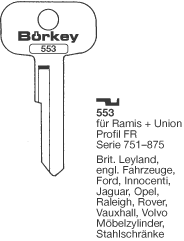 Afbeelding van Borkey 553 Cilindersleutel voor UNION FR