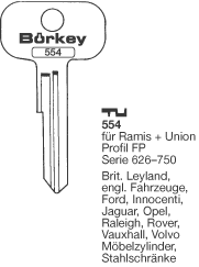 Afbeelding van Borkey 554 Cilindersleutel voor UNION FP