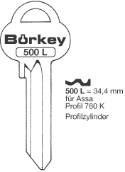 Afbeelding van Borkey 500L Cilindersleutel voor ASSA 760 K